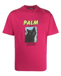 T-shirt girocollo stampata fucsia di Palm Angels