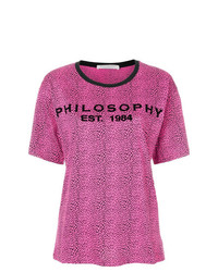 T-shirt girocollo stampata fucsia di Philosophy di Lorenzo Serafini