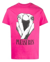 T-shirt girocollo stampata fucsia di Pleasures