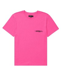 T-shirt girocollo stampata fucsia di purple brand