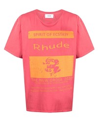 T-shirt girocollo stampata fucsia di Rhude