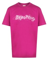 T-shirt girocollo stampata fucsia di Supreme