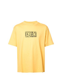 T-shirt girocollo stampata gialla di 424
