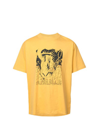 T-shirt girocollo stampata gialla di 424