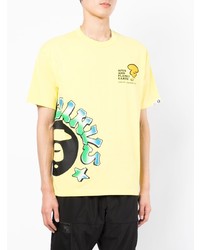 T-shirt girocollo stampata gialla di AAPE BY A BATHING APE