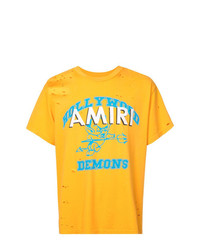 T-shirt girocollo stampata gialla di Amiri
