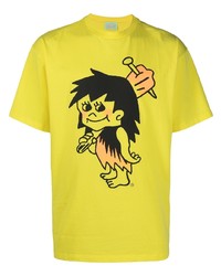 T-shirt girocollo stampata gialla di Aries