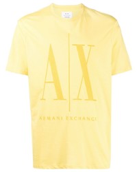 T-shirt girocollo stampata gialla di Armani Exchange