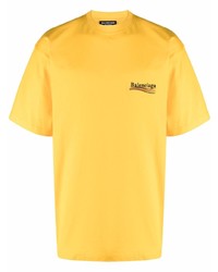 T-shirt girocollo stampata gialla di Balenciaga