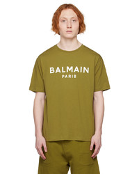T-shirt girocollo stampata gialla di Balmain