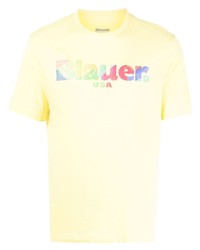T-shirt girocollo stampata gialla di Blauer