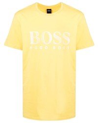 T-shirt girocollo stampata gialla di BOSS