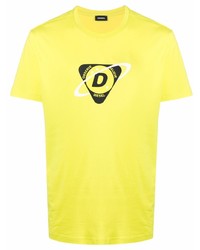 T-shirt girocollo stampata gialla di Diesel