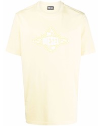 T-shirt girocollo stampata gialla di Diesel