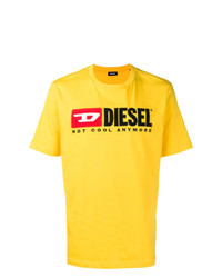 T-shirt girocollo stampata gialla di Diesel