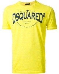 T-shirt girocollo stampata gialla di DSquared