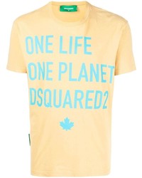 T-shirt girocollo stampata gialla di DSQUARED2