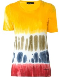 T-shirt girocollo stampata gialla di Dsquared2