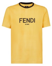 T-shirt girocollo stampata gialla di Fendi