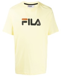 T-shirt girocollo stampata gialla di Fila