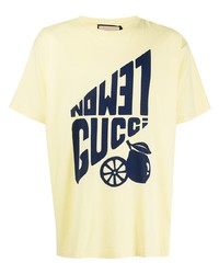 T-shirt girocollo stampata gialla di Gucci