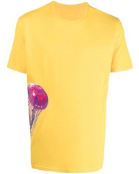 T-shirt girocollo stampata gialla di Les Hommes