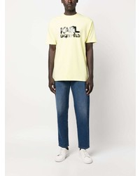 T-shirt girocollo stampata gialla di Karl Lagerfeld