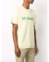 T-shirt girocollo stampata gialla di Sunnei