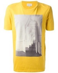 T-shirt girocollo stampata gialla di Maison Martin Margiela