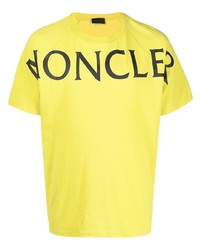 T-shirt girocollo stampata gialla di Moncler