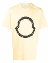 T-shirt girocollo stampata gialla di Moncler