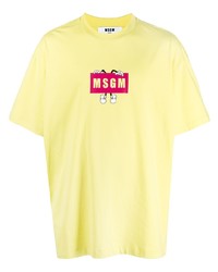 T-shirt girocollo stampata gialla di MSGM