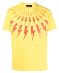 T-shirt girocollo stampata gialla di Neil Barrett