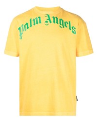 T-shirt girocollo stampata gialla di Palm Angels