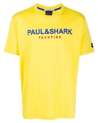 T-shirt girocollo stampata gialla di Paul & Shark