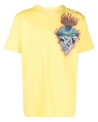 T-shirt girocollo stampata gialla di Philipp Plein