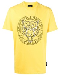 T-shirt girocollo stampata gialla di Plein Sport