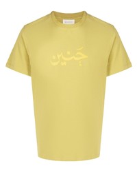T-shirt girocollo stampata gialla di Qasimi