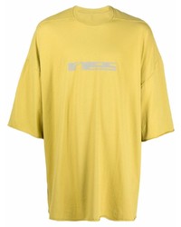 T-shirt girocollo stampata gialla di Rick Owens DRKSHDW