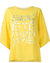 T-shirt girocollo stampata gialla di Societe Anonyme