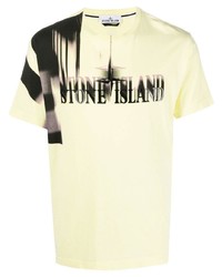 T-shirt girocollo stampata gialla di Stone Island