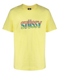 T-shirt girocollo stampata gialla di Stussy