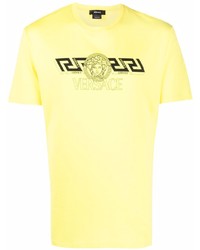 T-shirt girocollo stampata gialla di Versace