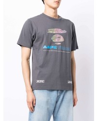 T-shirt girocollo stampata grigia di AAPE BY A BATHING APE