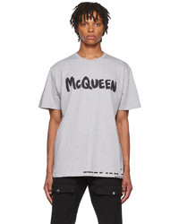 T-shirt girocollo stampata grigia di Alexander McQueen