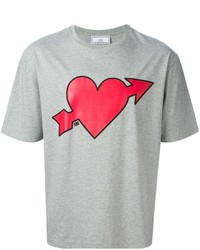 T-shirt girocollo stampata grigia di Ami