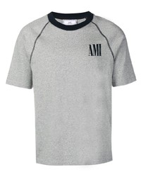 T-shirt girocollo stampata grigia di Ami Paris