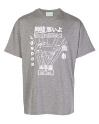 T-shirt girocollo stampata grigia di Aries