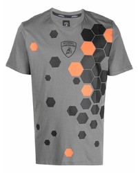 T-shirt girocollo stampata grigia di Automobili Lamborghini
