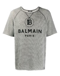 T-shirt girocollo stampata grigia di Balmain